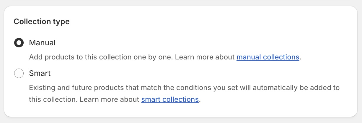 Collection type selection