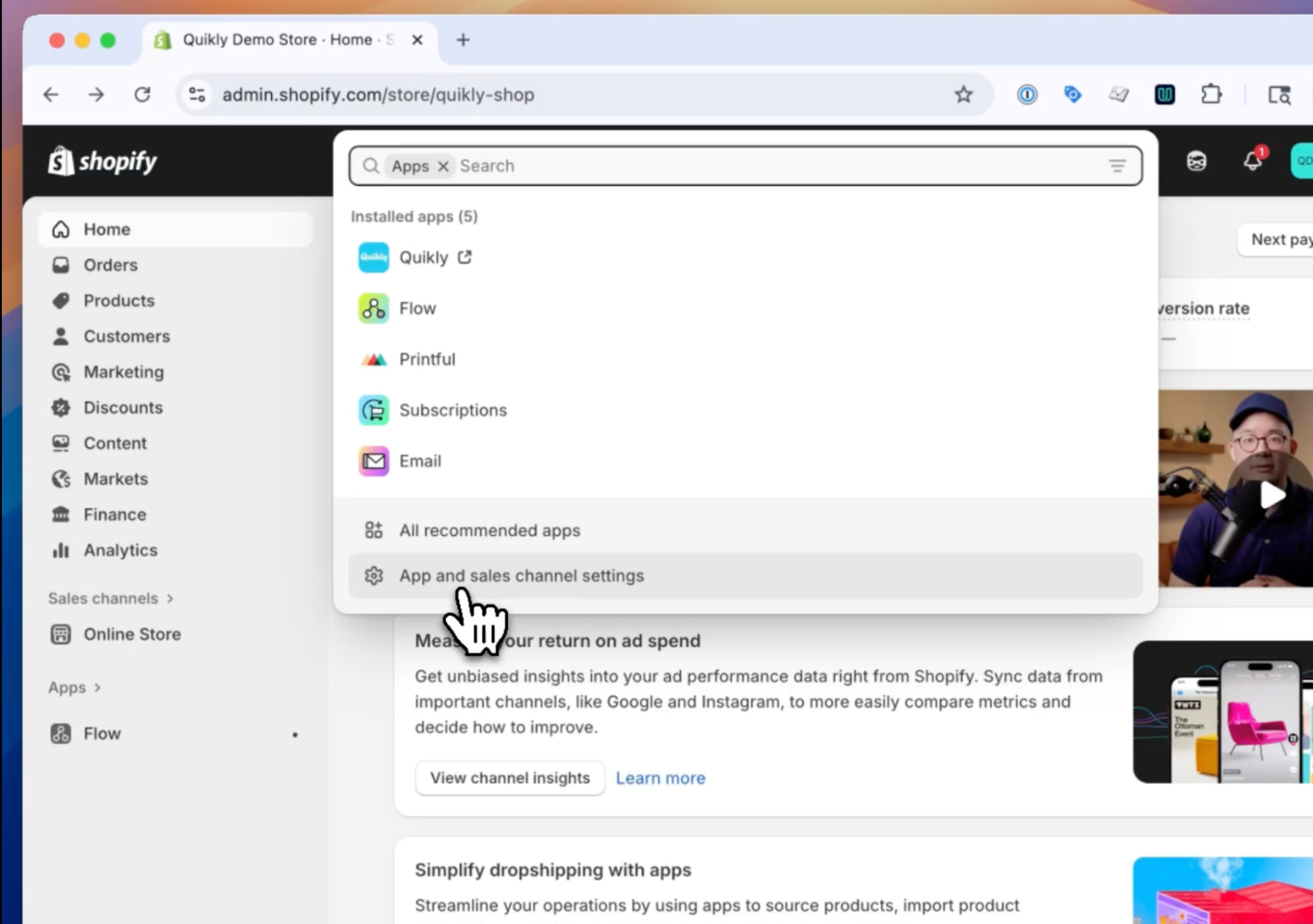 Step 1 - App and sales channel settings