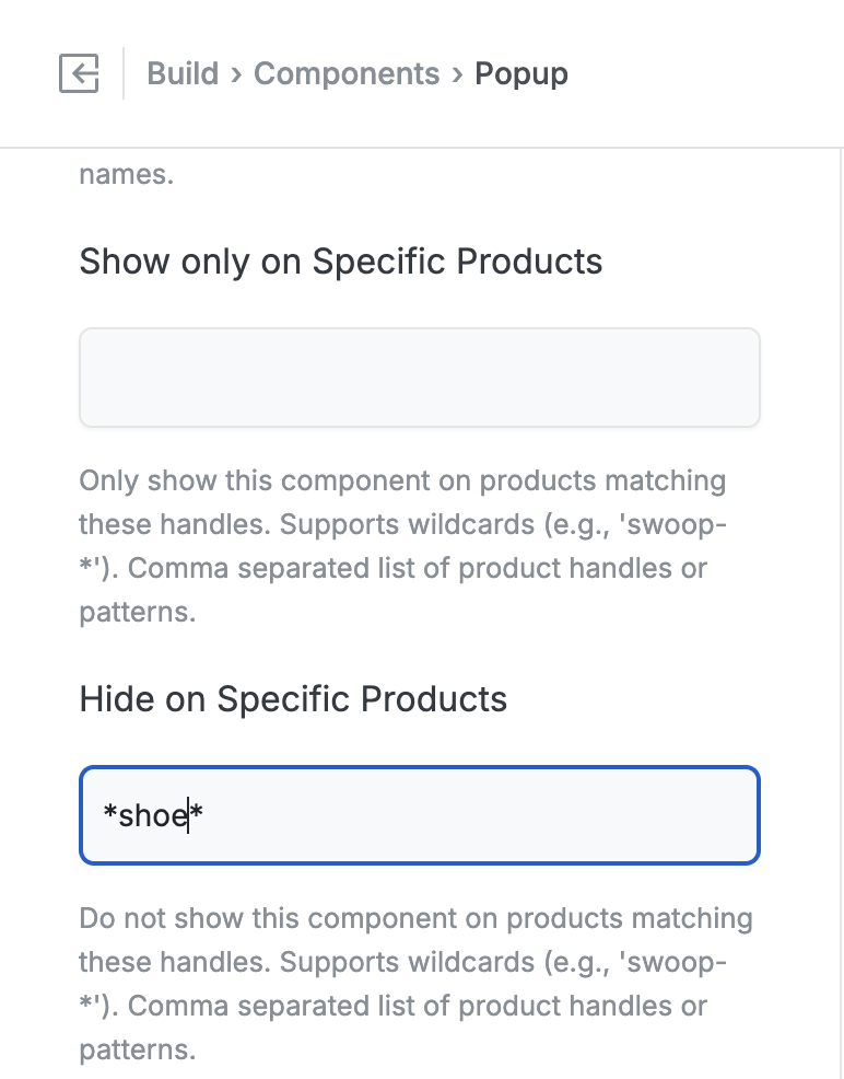 Show and Hide on Specific Products fields