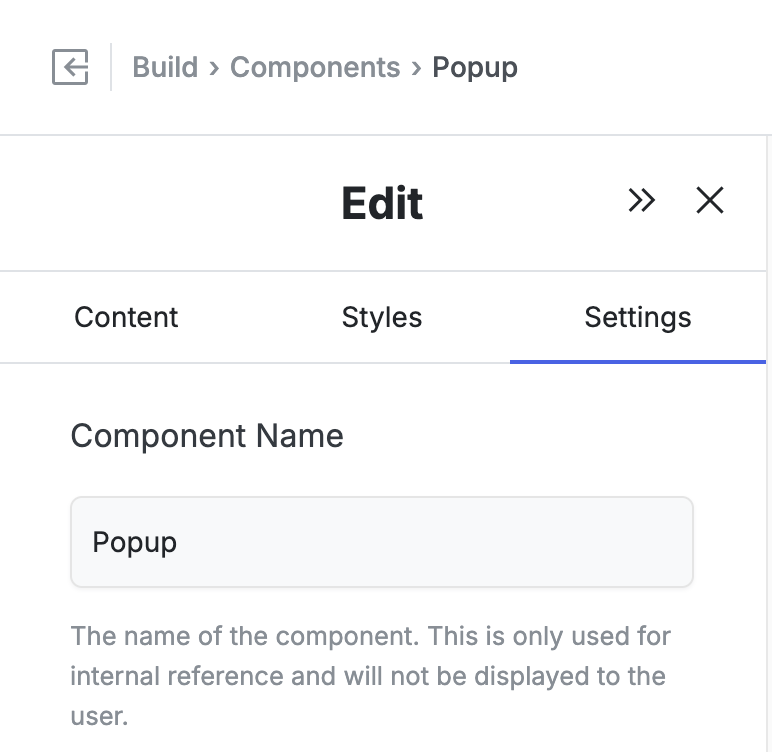 Component Settings tab