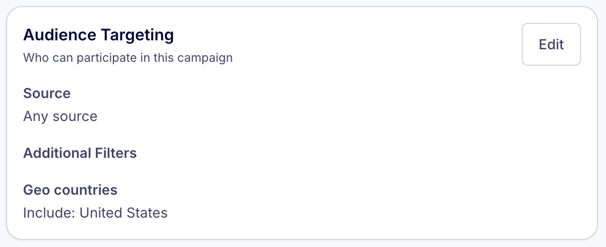 Audience Targeting section on the Campaign Overview page