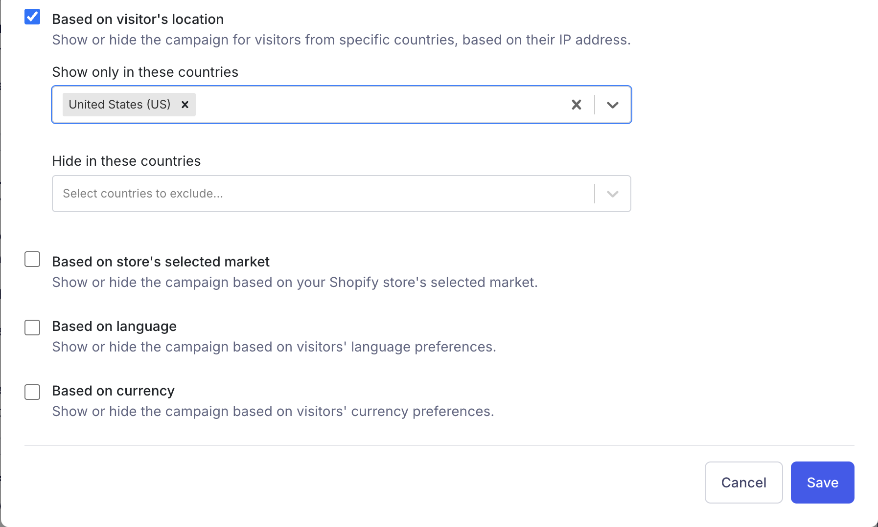 Additional Filters with the visitor location filter enabled